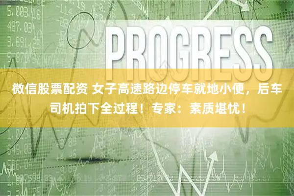 微信股票配资 女子高速路边停车就地小便，后车司机拍下全过程！专家：素质堪忧！