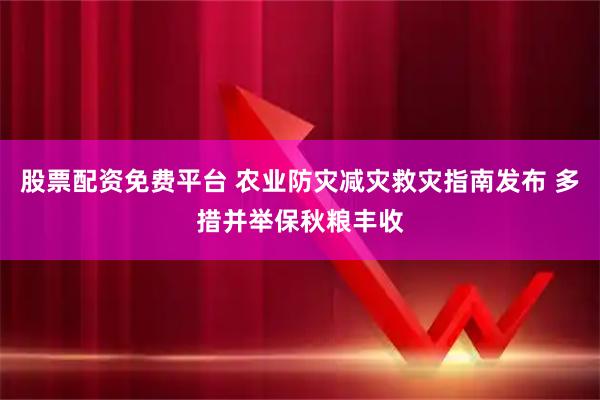 股票配资免费平台 农业防灾减灾救灾指南发布 多措并举保秋粮丰收